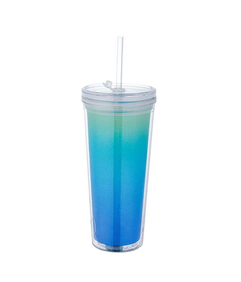 650ml Spiral Lid Clear Rainbow Color Changing Tritan Ice Coffee Mug